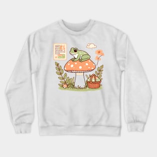 Cottage core, Frog on a mushroom design Crewneck Sweatshirt